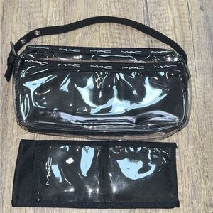 MAC Cosmetics Black and Transparent Makeup Bag Purse Set of 2 AUTHENTIC
